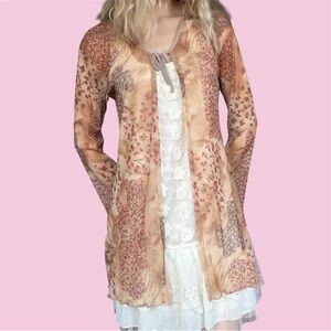 French brand Theatre Cafe Mesh Longline Cardigan